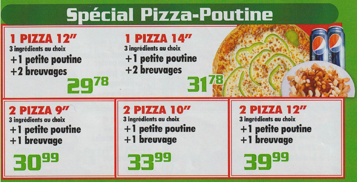 Pizza spécial poutine Québec